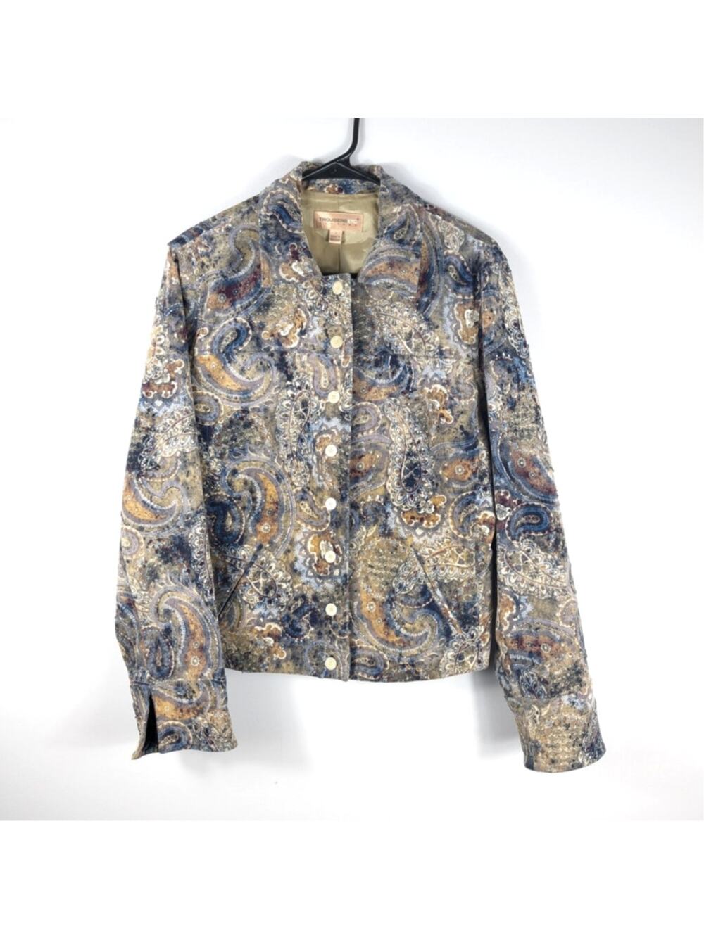 Trousers Etc 12 Paisley Jacket Womens Button Front Lightweight Corduroy Casual